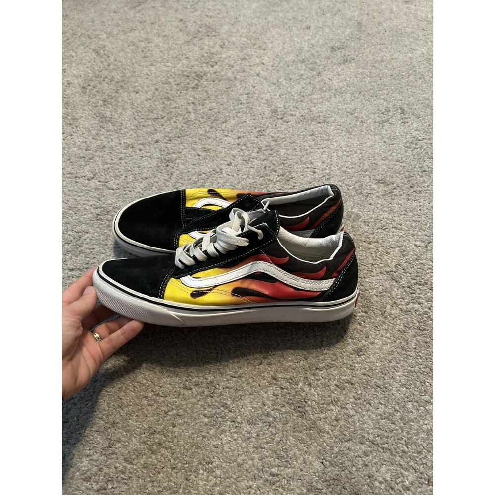 Vans Old Skool Flame Black/White Upper Suede Shoes Men's Size 10
